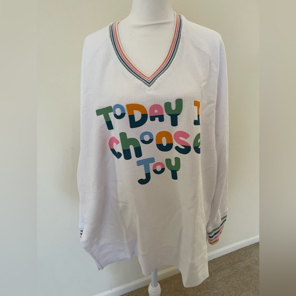 White Long sleeve ribbed sweatshirt/shirt